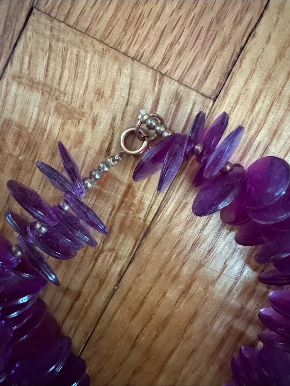 Vintage Purple Beaded Disc Necklace - Women Jewelry